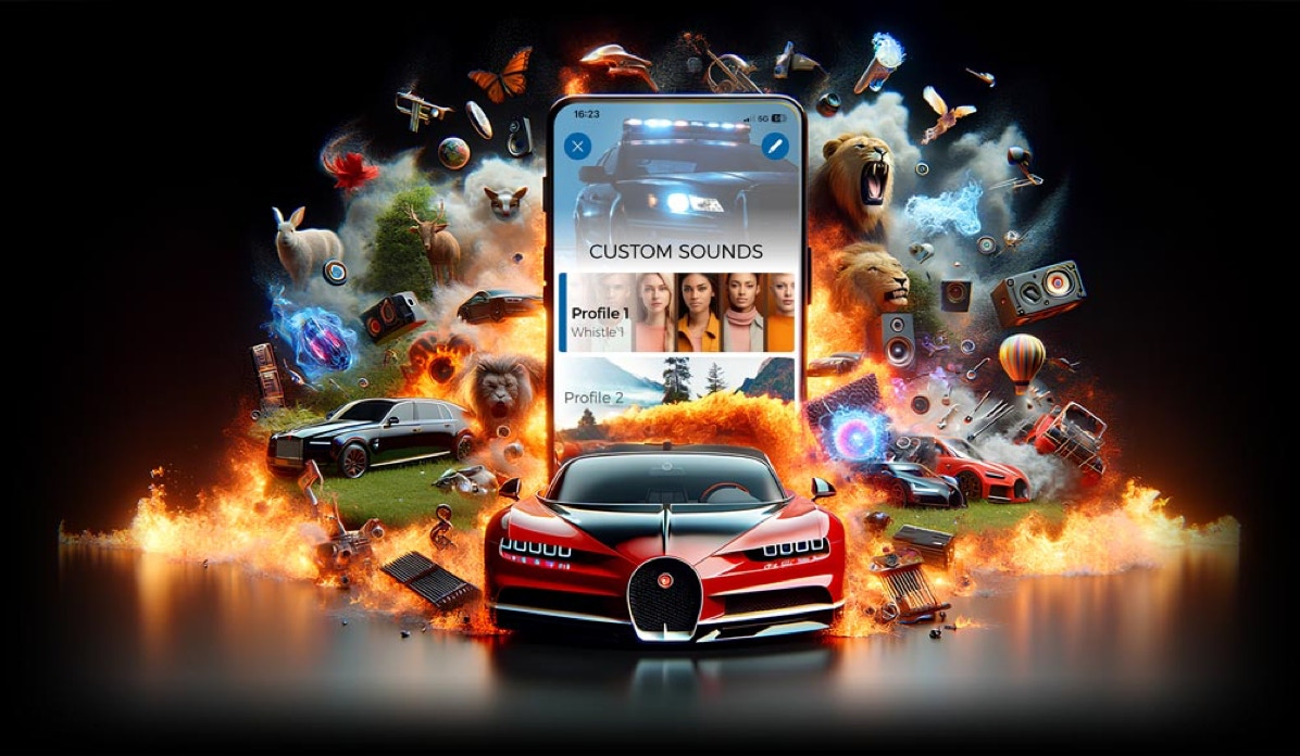 Car approaching with roof lights